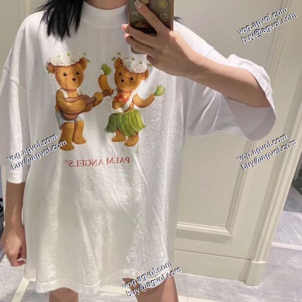 首胸ロゴ 2020秋冬 ハワイフラスコギター小熊半袖Tシャツ パーム エンジェルス Palm Angels スーパーコピー 2色可選